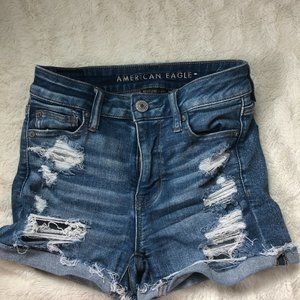 Mid-Rise Ripped Denim American Eagle Shorts